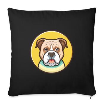 Dessin animé de race de chien bouledogue américain kawaii clipart - Housse de coussin décorative 45 x 45 cm - noir - Devant