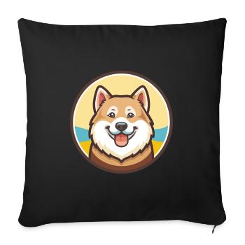Chien polaire argentin dessin animé kawaii clipart - Housse de coussin décorative 45 x 45 cm - noir - Devant