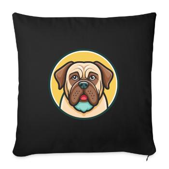 Assyrian Mastiff Dog Breed Cartoon Kawaii Clipart - Sofa pillowcase 17,3'' x 17,3'' (45 x 45 cm) - black - Front