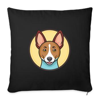 Basenji Dog Breed Cartoon Character Kawaii Clipart - Sofa pillowcase 17,3'' x 17,3'' (45 x 45 cm) - black - Front