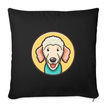 Dessin animé kawaii de race de chien Bedlington Terrier - Housse de coussin décorative 45 x 45 cm - noir - Devant