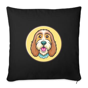 Basset Griffon Vendéen Race de chien Dessin animé Kawaii - Housse de coussin décorative 45 x 45 cm - noir - Devant