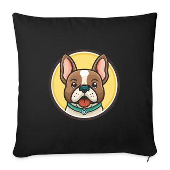 Braque du Bourbonnais Chien Race Dessin Animé Kawaii Pet - Housse de coussin décorative 45 x 45 cm - noir - Devant