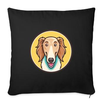 Barzoï Chien Race Dessin Animé Kawaii Clipart Animal Animal Pet - Housse de coussin décorative 45 x 45 cm - noir - Devant