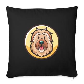 Briard Chien Race Dessin Animé Kawaii Clipart Animal Animal Pet - Housse de coussin décorative 45 x 45 cm - noir - Devant