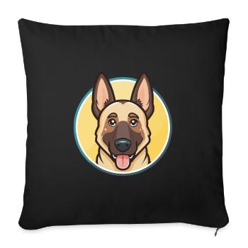 Belge Malinois Chien Race Dessin animé Kawaii Clipart - Housse de coussin décorative 45 x 45 cm - noir - Devant