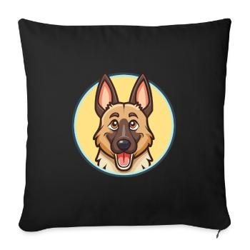 Belgian Shepherd Dog Breed Cartoon Kawaii Clipart - Sofa pillowcase 17,3'' x 17,3'' (45 x 45 cm) - black - Front