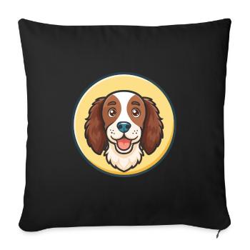 Bretagne Chien Race Coloré Dessin animé Kawaii Clipart - Housse de coussin décorative 45 x 45 cm - noir - Devant