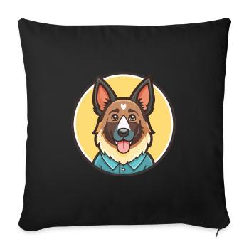 Bucovine Berger Chien Race Dessin animé Kawaii Clipart - Housse de coussin décorative 45 x 45 cm - noir - Devant