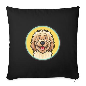 Bergamasco Berger Chien Race Drôle Dessin Animé Kawaii - Housse de coussin décorative 45 x 45 cm - noir - Devant