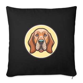 Chien de race Bloodhound Dessin animé Kawaii Clipart Animal - Housse de coussin décorative 45 x 45 cm - noir - Devant