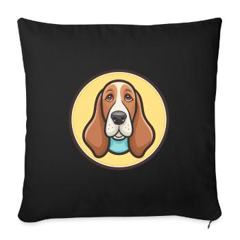 Blue Gascony Basset Dog Breed Funny Cartoon Kawaii - Sofa pillowcase 17,3'' x 17,3'' (45 x 45 cm) - black - Front