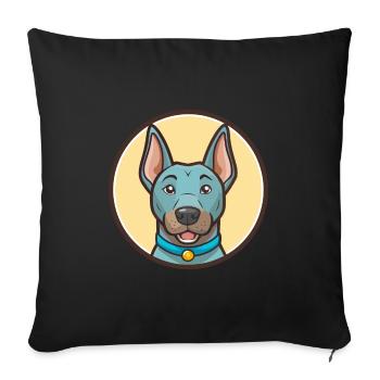 Bleu Thai Ridgeback Chien Race Drôle Dessin Animé Kawaii - Housse de coussin décorative 45 x 45 cm - noir - Devant