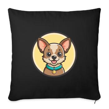 Can De Chira Chien Race Dessin animé Kawaii Clipart Animal de compagnie - Housse de coussin décorative 45 x 45 cm - noir - Devant