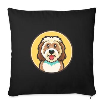 Catalan Sheepdog Dog Breed Cartoon Kawaii Clipart - Sofa pillowcase 17,3'' x 17,3'' (45 x 45 cm) - black - Front