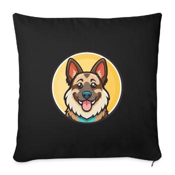 Carpathian Shepherd Dog Breed Funny Cartoon Kawaii - Sofa pillowcase 17,3'' x 17,3'' (45 x 45 cm) - black - Front