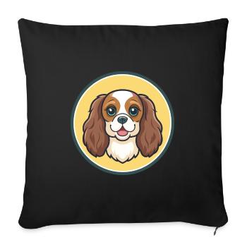 Dessin animé de la race de chien Cavalier King Charles Spaniel - Housse de coussin décorative 45 x 45 cm - noir - Devant