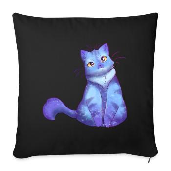 Cat Cat Night Night Blue Stars Cat Lover - Sofa pillowcase 17,3'' x 17,3'' (45 x 45 cm) - black - Front