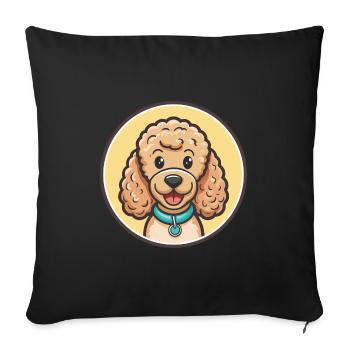 Corded Poodle Dog Breed Cartoon Kawaii Clipart Pet - Sofa pillowcase 17,3'' x 17,3'' (45 x 45 cm) - black - Front