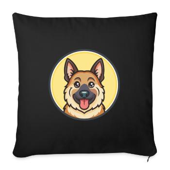Dessin animé kawaii de race de chien de berger croate - Housse de coussin décorative 45 x 45 cm - noir - Devant