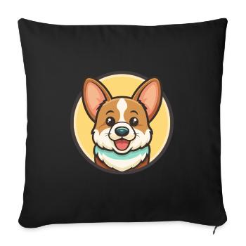 Corgi Dog Race Dessin animé Kawaii Clipart Animal de compagnie - Housse de coussin décorative 45 x 45 cm - noir - Devant