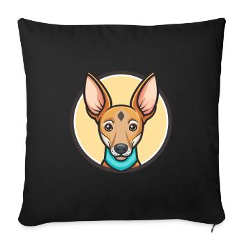 Cirneco Dell Etna Dog Breed Cartoon Kawaii Clipart - Sofa pillowcase 17,3'' x 17,3'' (45 x 45 cm) - black - Front