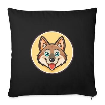 Chien-loup tchécoslovaque Race de chien Dessin animé Kawaii - Housse de coussin décorative 45 x 45 cm - noir - Devant