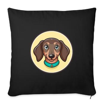 Dachshund Dog Breed Cartoon Kawaii Clipart Animal - Sofa pillowcase 17,3'' x 17,3'' (45 x 45 cm) - black - Front
