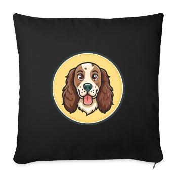 English Setter Dog Breed Cartoon Kawaii Clipart - Sofa pillowcase 17,3'' x 17,3'' (45 x 45 cm) - black - Front