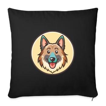 Chien de berger croate, race de chien, dessin animé kawaii clipart - Housse de coussin décorative 45 x 45 cm - noir - Devant