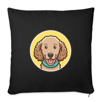 Curly Coated Retriever Hunderasse Karikatur Kawaii - Sofakissenbezug 45 x 45 cm - Schwarz - Vorne