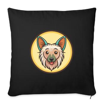 Chinese Crested Dog Breed Cartoon Kawaii Clipart - Sofa pillowcase 17,3'' x 17,3'' (45 x 45 cm) - black - Front