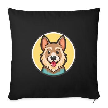 Dutch Smoushond Dog Breed Cartoon Kawaii Clipart - Sofa pillowcase 17,3'' x 17,3'' (45 x 45 cm) - black - Front