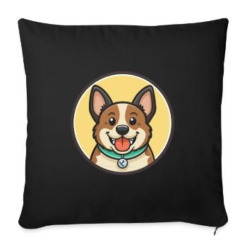 Erbi Txakur Dog Breed Funny Cartoon Kawaii Clipart - Sofa pillowcase 17,3'' x 17,3'' (45 x 45 cm) - black - Front