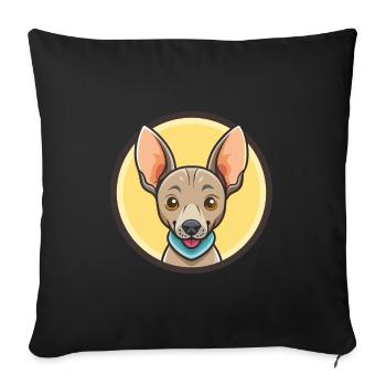 Chien équatorien sans poils race drôle dessin animé Kawaii - Housse de coussin décorative 45 x 45 cm - noir - Devant