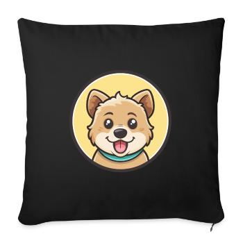 Race de chien dessin animé Kawaii Clipart Illustration - Housse de coussin décorative 45 x 45 cm - noir - Devant