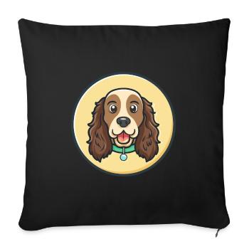Épagneul des champs Chien Race Dessin animé Kawaii Clipart Animal de compagnie - Housse de coussin décorative 45 x 45 cm - noir - Devant