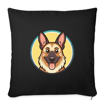 Berger d’Europe de l’Est Race Dessin animé Kawaii - Housse de coussin décorative 45 x 45 cm - noir - Devant