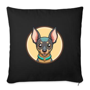 English Toy Terrier Dog Breed Funny Cartoon Kawaii - Sofa pillowcase 17,3'' x 17,3'' (45 x 45 cm) - black - Front