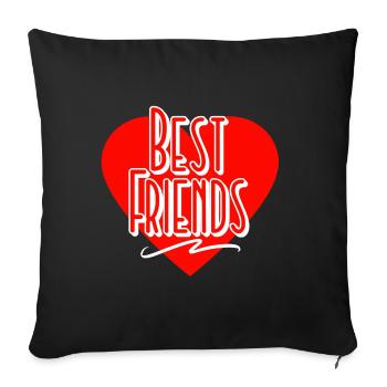Beste Freunde - Sofakissenbezug 45 x 45 cm - Schwarz - Vorne