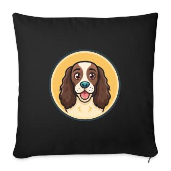 French Spaniel Dog Breed Cartoon Kawaii Clipart - Sofa pillowcase 17,3'' x 17,3'' (45 x 45 cm) - black - Front