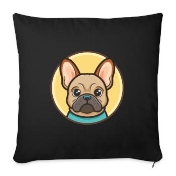 Bouledogue Français Chien Race Dessin animé Kawaii Clipart - Housse de coussin décorative 45 x 45 cm - noir - Devant