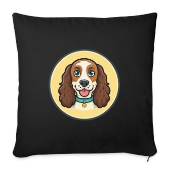 German Spaniel Dog Breed Cartoon Kawaii Clipart - Sofa pillowcase 17,3'' x 17,3'' (45 x 45 cm) - black - Front