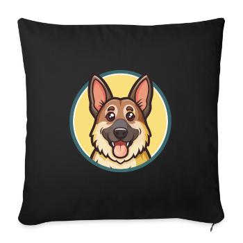 Berger allemand caniche chien race dessin animé Kawaii - Housse de coussin décorative 45 x 45 cm - noir - Devant