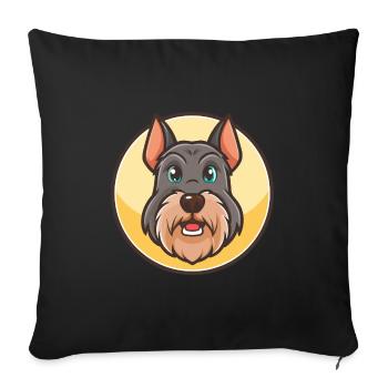 Schnauzer géant chien race dessin animé Kawaii Clipart - Housse de coussin décorative 45 x 45 cm - noir - Devant
