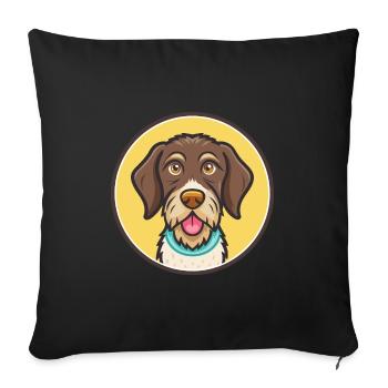 German Wirehaired Pointer Dog Breed Cartoon Kawaii - Sofa pillowcase 17,3'' x 17,3'' (45 x 45 cm) - black - Front