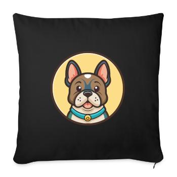Gascon Saintongeois Chien Race Drôle Dessin Animé Kawaii - Housse de coussin décorative 45 x 45 cm - noir - Devant