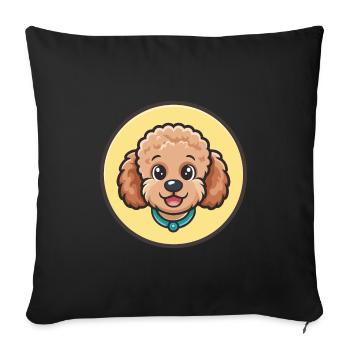caniche miniature chien race dessin animé Kawaii Clipart - Housse de coussin décorative 45 x 45 cm - noir - Devant