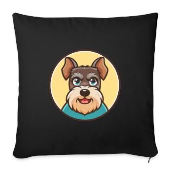 Mittelschnauzer Race Chien Dessin animé Kawaii Clipart - Housse de coussin décorative 45 x 45 cm - noir - Devant