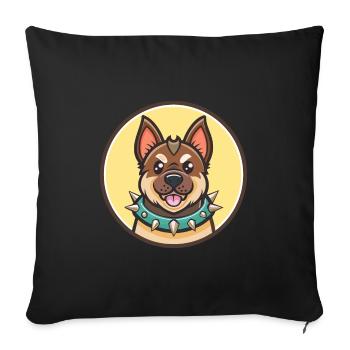 Molosse D’épire Chien Race Dessin Animé Kawaii - Housse de coussin décorative 45 x 45 cm - noir - Devant